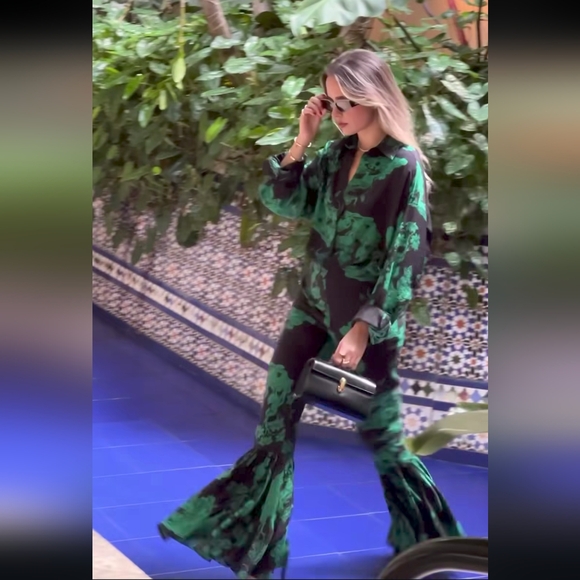 *LAST CHANCE* White Lotus x H&M patterned pants green and black NWT Size 4 - Picture 13 of 14